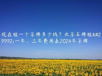 现在租一个京牌多少钱？北京车牌租用一年、三年费用表2024年京牌