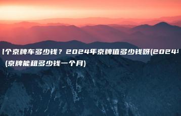 租个京牌车多少钱？2024年京牌值多少钱呀(2024年）(京牌能租多少钱一个月)