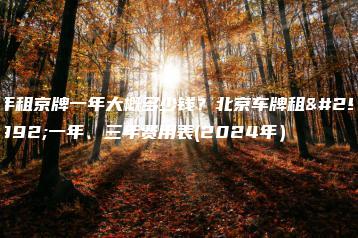 年租京牌一年大概多少钱？北京车牌租用一年、三年费用表(2024年）