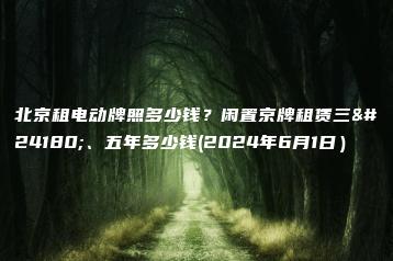 北京租电动牌照多少钱？闲置京牌租赁三年、五年多少钱(2024年6月1日）