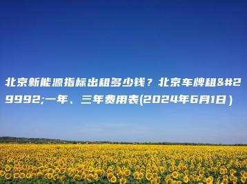 北京新能源指标出租多少钱？北京车牌租用一年、三年费用表(2024年6月1日）